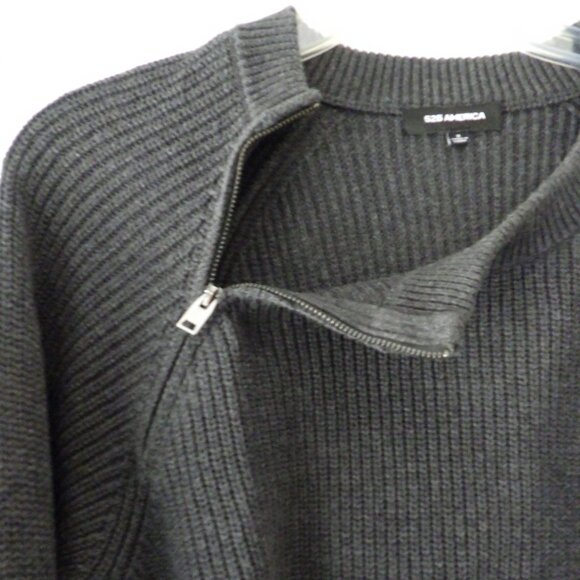 525 AMERICA Sweater Women's Size Small Dark Grey 1/4 Zip Long Sleeve - Picture 4 of 9